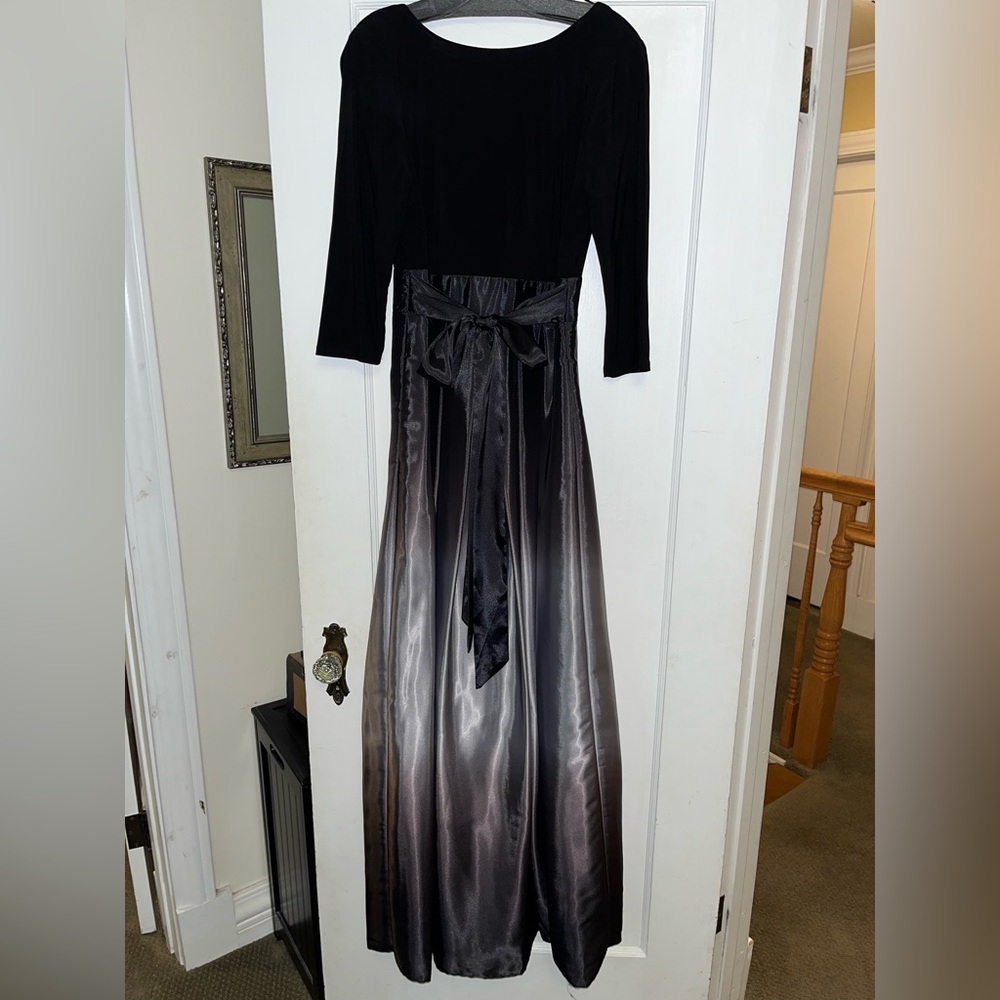 SLNY Black and Silver Maxi Dress